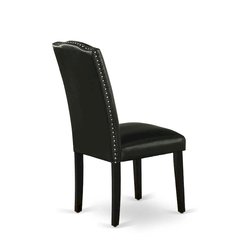 East West Furniture Ensemble de salle à manger – une table à manger et des chaises Parson noires, finition brossée noire. (Options de tissus d'ameublement et de pièces)
