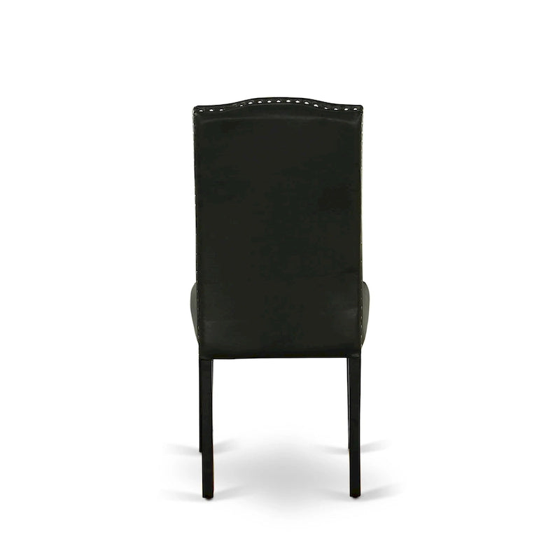 East West Furniture Ensemble de salle à manger – une table à manger et des chaises Parson noires, finition brossée noire. (Options de tissus d'ameublement et de pièces)