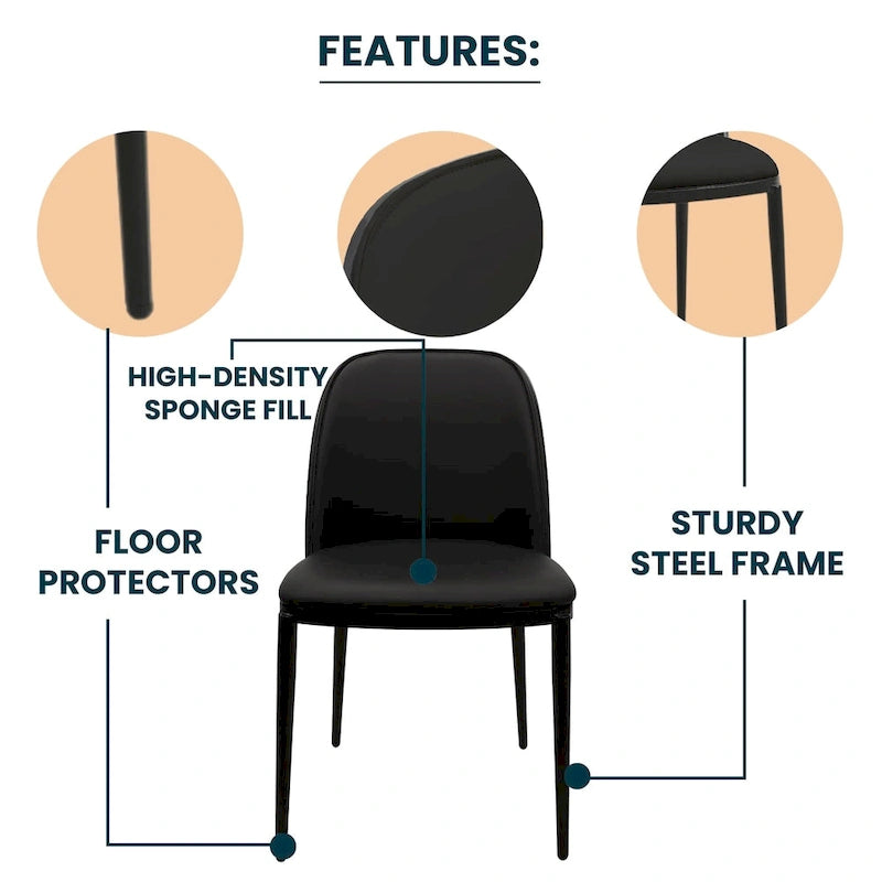 Chaise de salle à manger LeisureMod Tule avec assise et dossier rembourrés