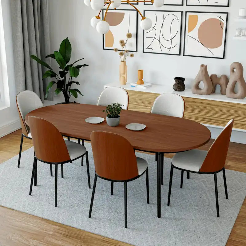 Chaise de salle à manger LeisureMod Tule avec assise et dossier rembourrés
