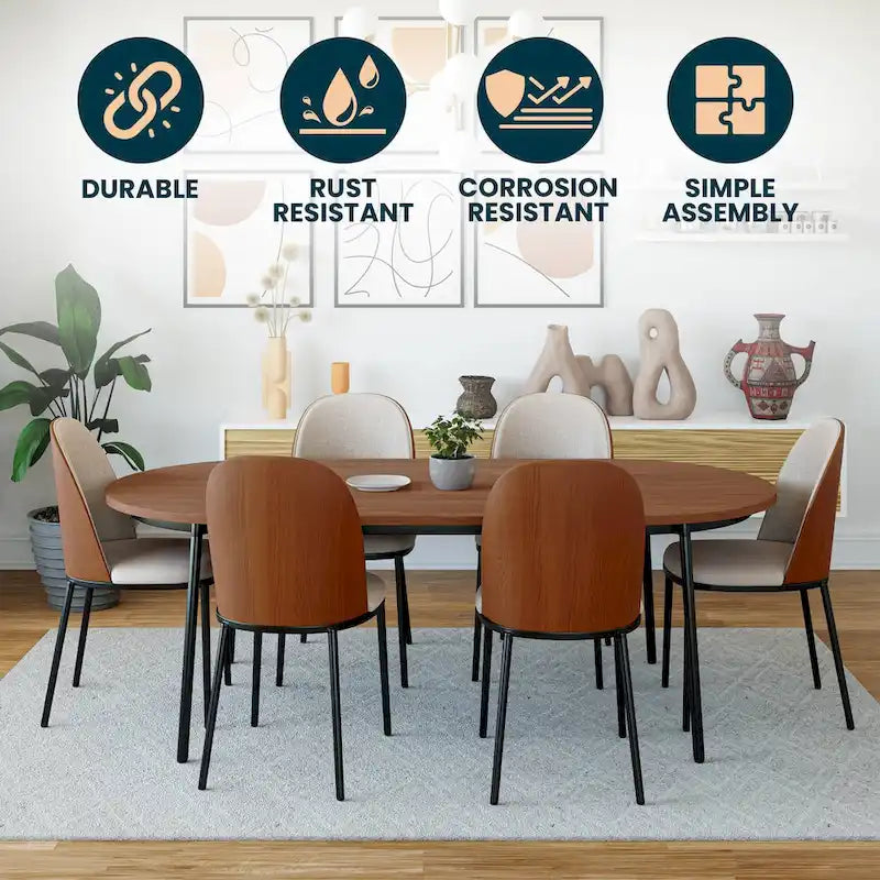 Chaise de salle à manger LeisureMod Tule avec assise et dossier rembourrés