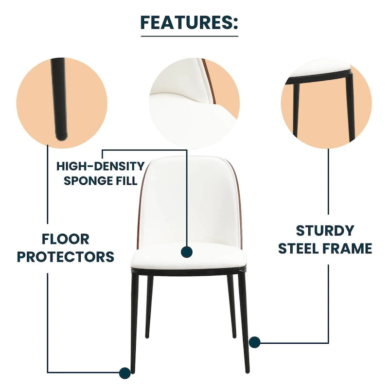 Chaise de salle à manger LeisureMod Tule avec assise et dossier rembourrés
