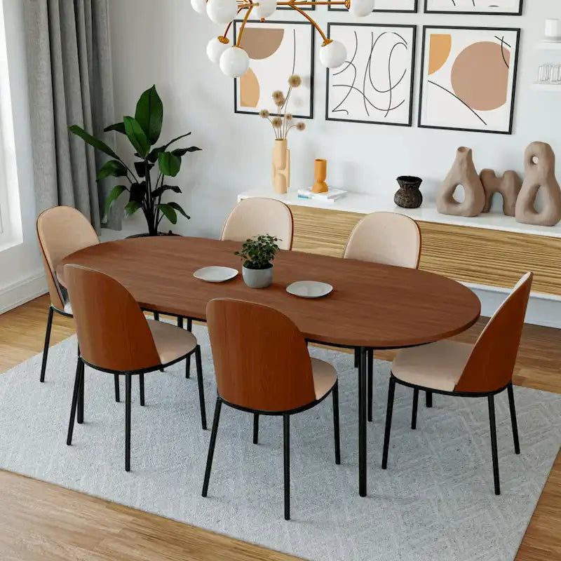 Chaise de salle à manger LeisureMod Tule avec assise et dossier rembourrés