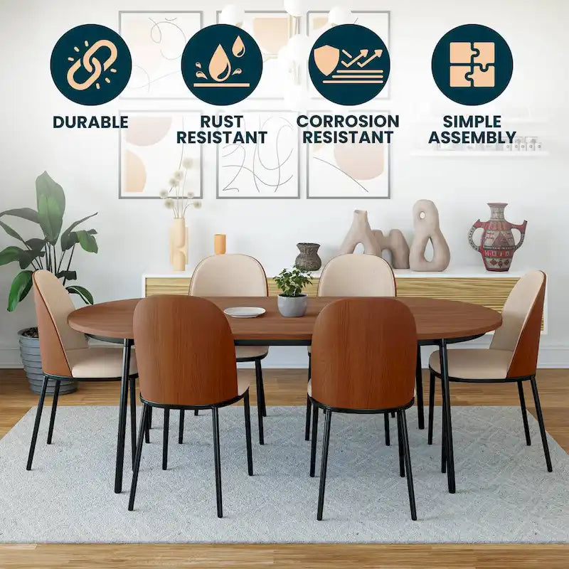 Chaise de salle à manger LeisureMod Tule avec assise et dossier rembourrés