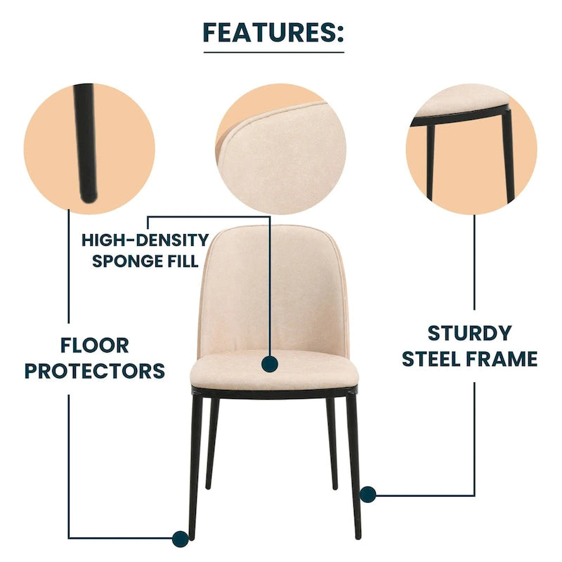 Chaise de salle à manger LeisureMod Tule avec assise et dossier rembourrés