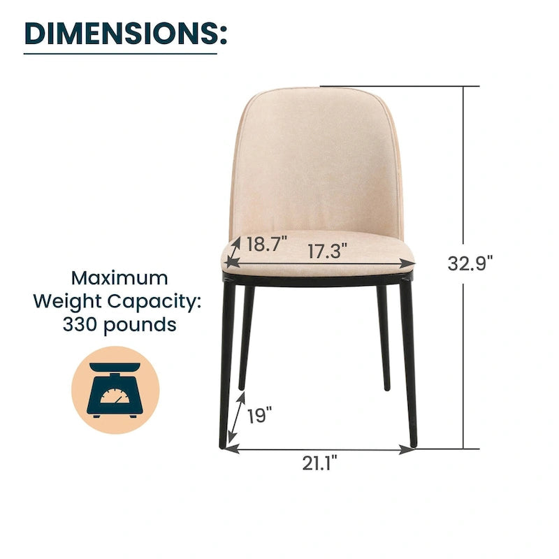 Chaise de salle à manger LeisureMod Tule avec assise et dossier rembourrés