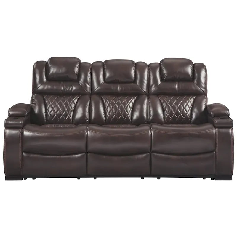 Canapé inclinable électrique Warnerton en faux cuir marron chocolat - 84 L x 38 P x 44 H