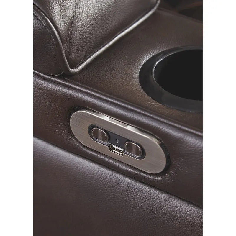 Canapé inclinable électrique Warnerton en faux cuir marron chocolat - 84 L x 38 P x 44 H