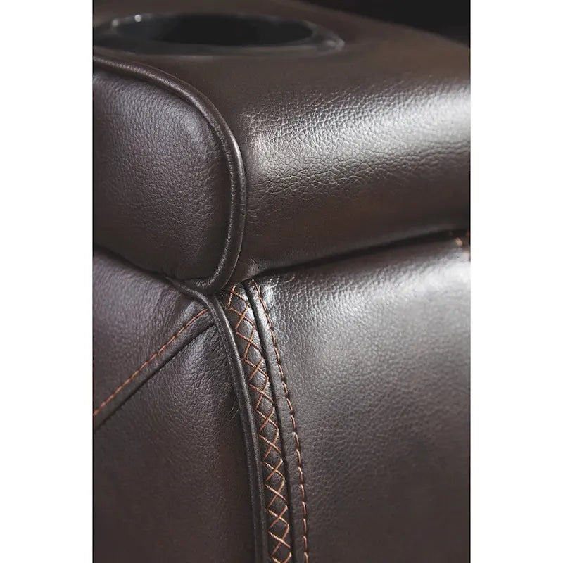 Canapé inclinable électrique Warnerton en faux cuir marron chocolat - 84 L x 38 P x 44 H