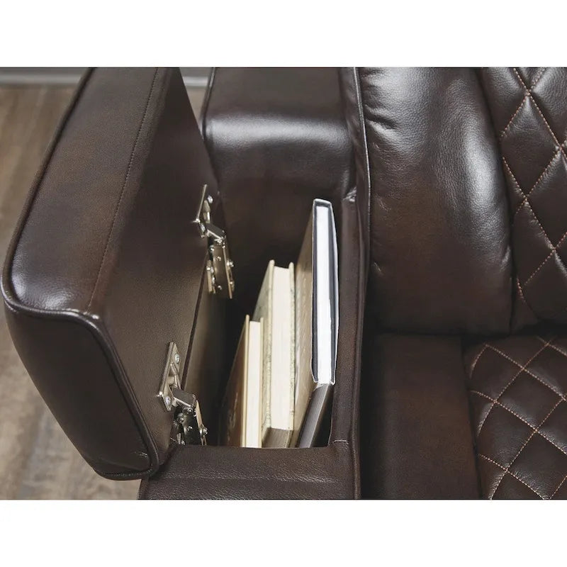 Canapé inclinable électrique Warnerton en faux cuir marron chocolat - 84 L x 38 P x 44 H