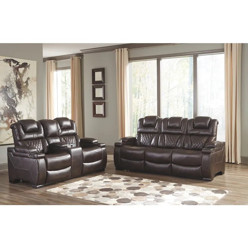 Canapé inclinable électrique Warnerton en faux cuir marron chocolat - 84 L x 38 P x 44 H