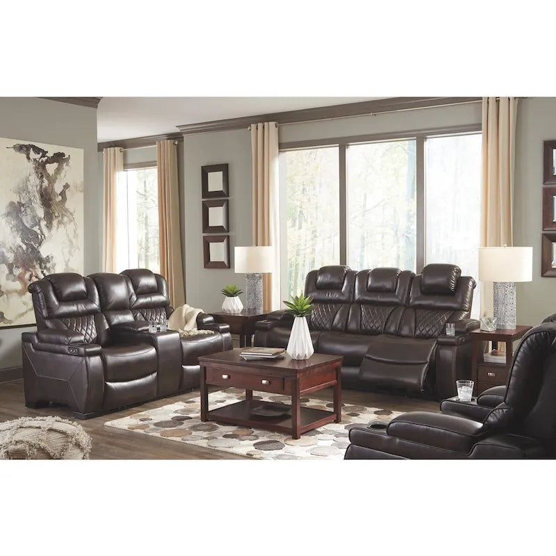Canapé inclinable électrique Warnerton en faux cuir marron chocolat - 84 L x 38 P x 44 H