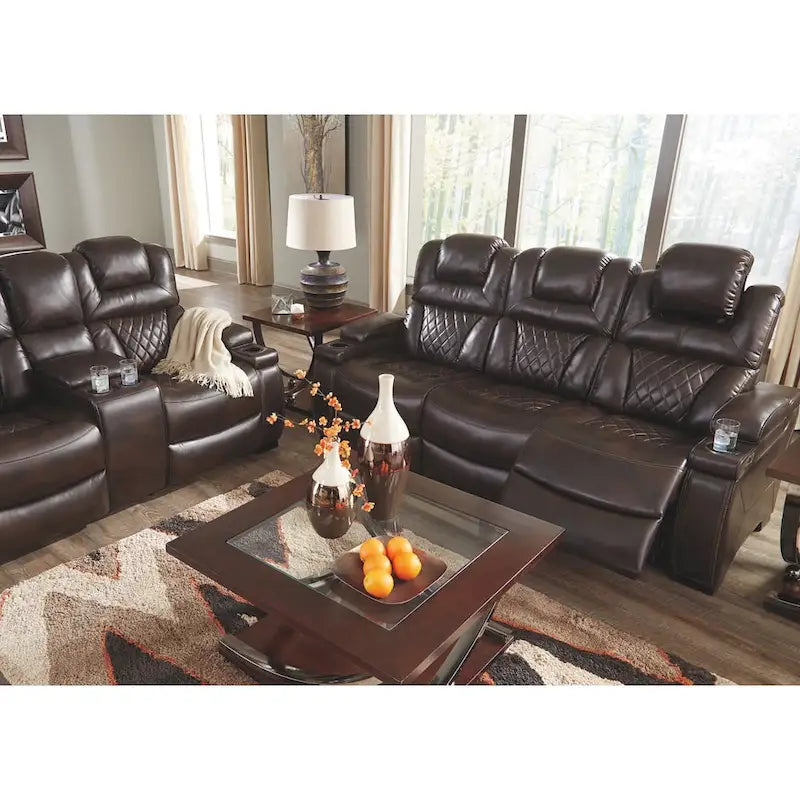 Canapé inclinable électrique Warnerton en faux cuir marron chocolat - 84 L x 38 P x 44 H