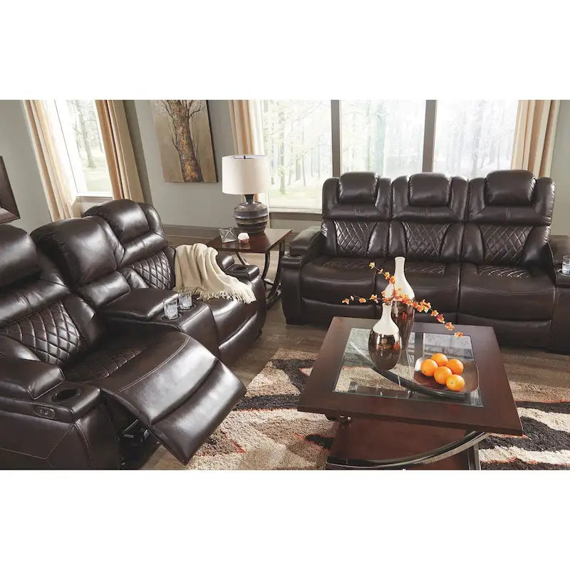 Canapé inclinable électrique Warnerton en faux cuir marron chocolat - 84 L x 38 P x 44 H