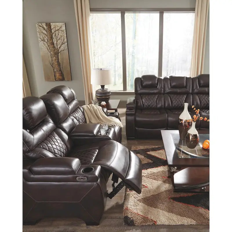 Canapé inclinable électrique Warnerton en faux cuir marron chocolat - 84 L x 38 P x 44 H