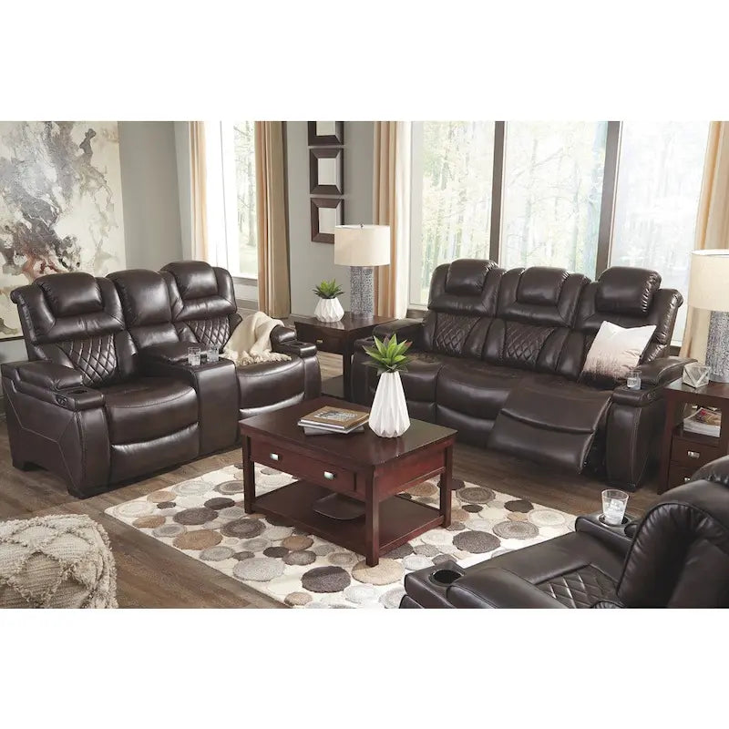 Canapé inclinable électrique Warnerton en faux cuir marron chocolat - 84 L x 38 P x 44 H