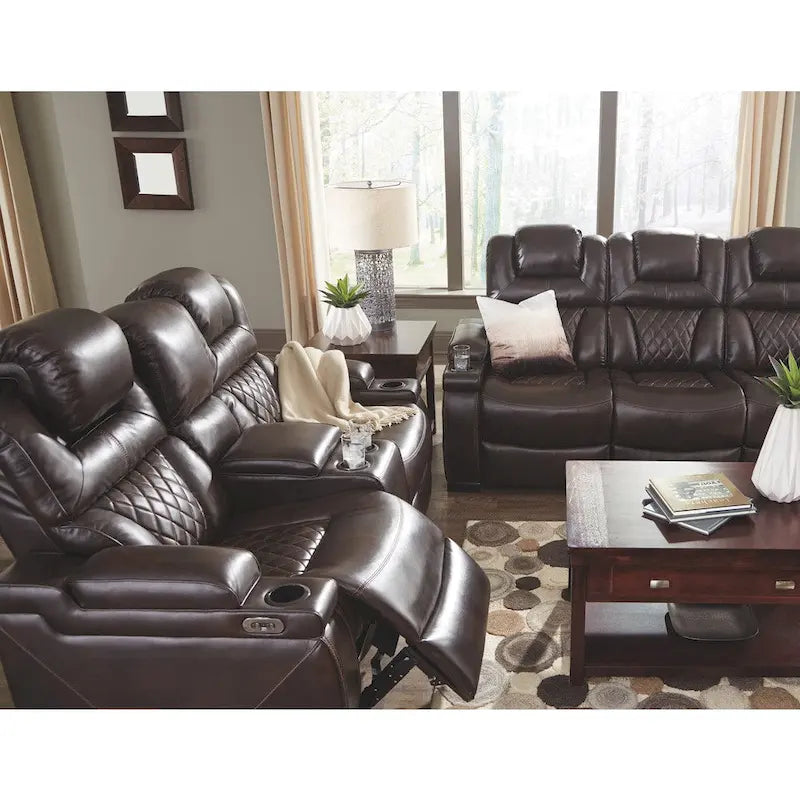 Canapé inclinable électrique Warnerton en faux cuir marron chocolat - 84 L x 38 P x 44 H