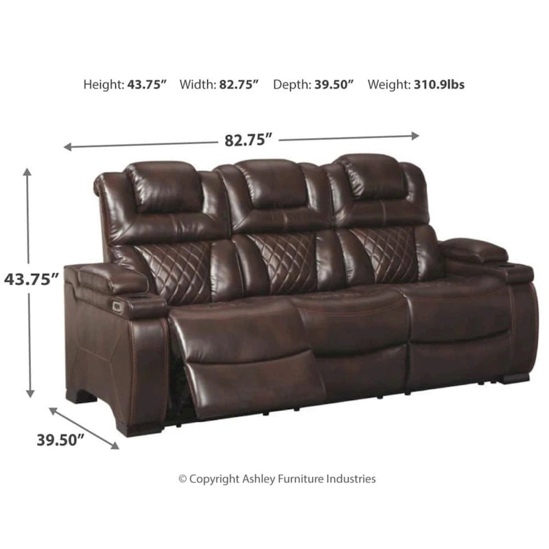 Canapé inclinable électrique Warnerton en faux cuir marron chocolat - 84 L x 38 P x 44 H