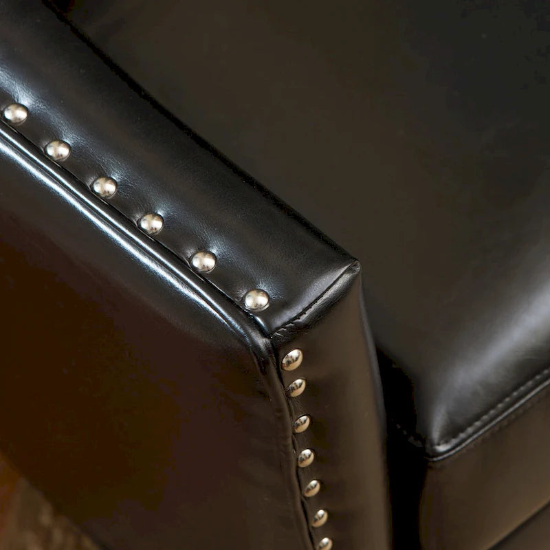 Fauteuil club en cuir reconstitué noir Austin de Christopher Knight Home