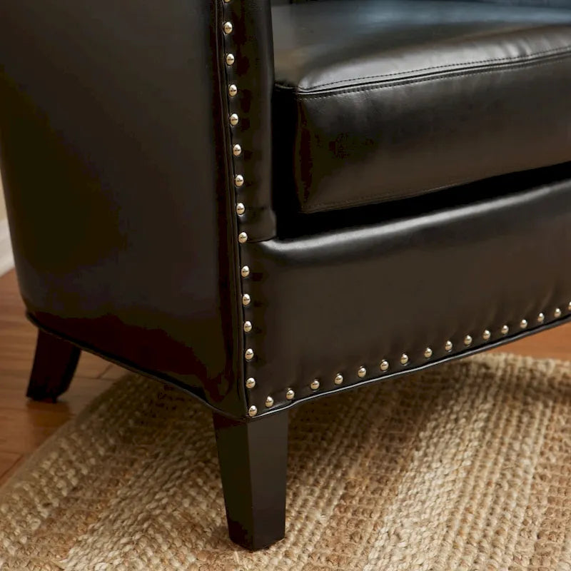 Fauteuil club en cuir reconstitué noir Austin de Christopher Knight Home