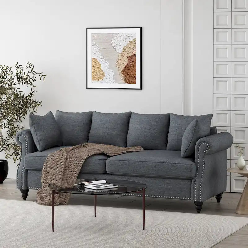 Canapé 3 places Manbow Fabric Pillowback avec garniture cloutée par Christopher Knight Home