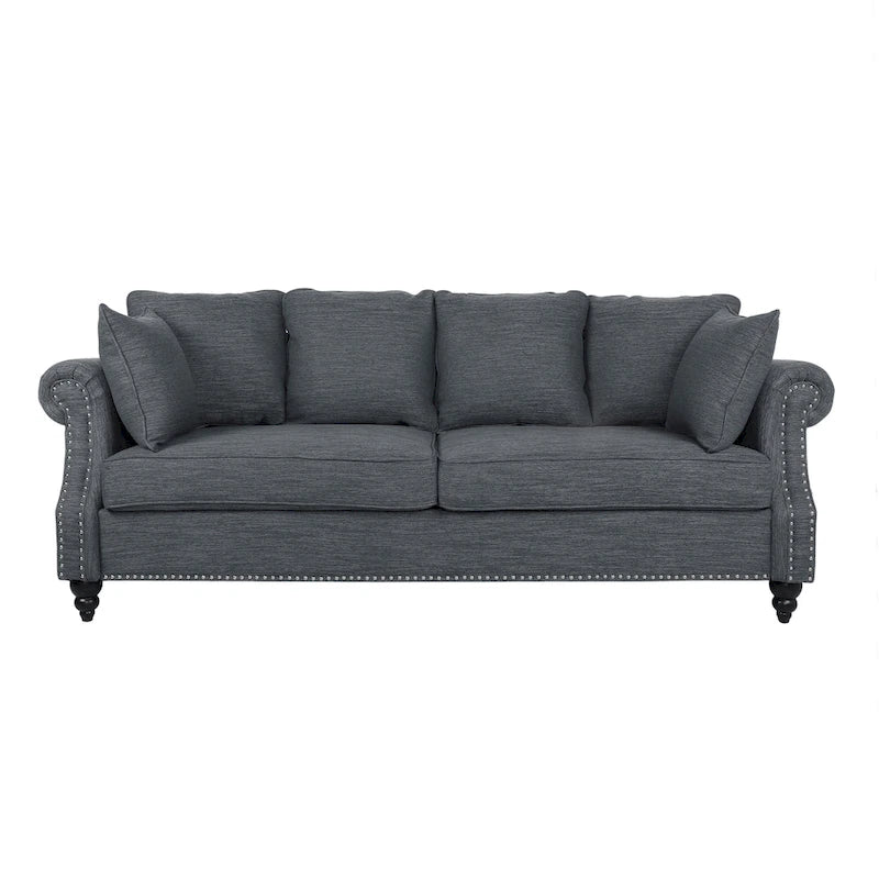 Canapé 3 places Manbow Fabric Pillowback avec garniture cloutée par Christopher Knight Home