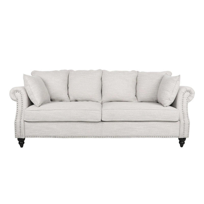 Canapé 3 places Manbow Fabric Pillowback avec garniture cloutée par Christopher Knight Home
