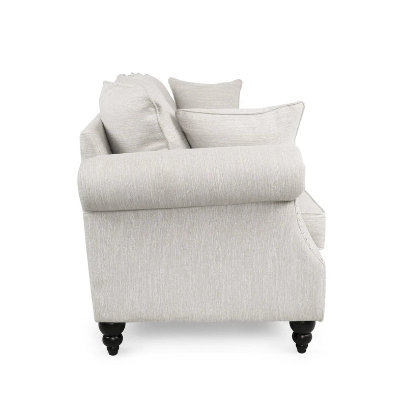 Canapé 3 places Manbow Fabric Pillowback avec garniture cloutée par Christopher Knight Home