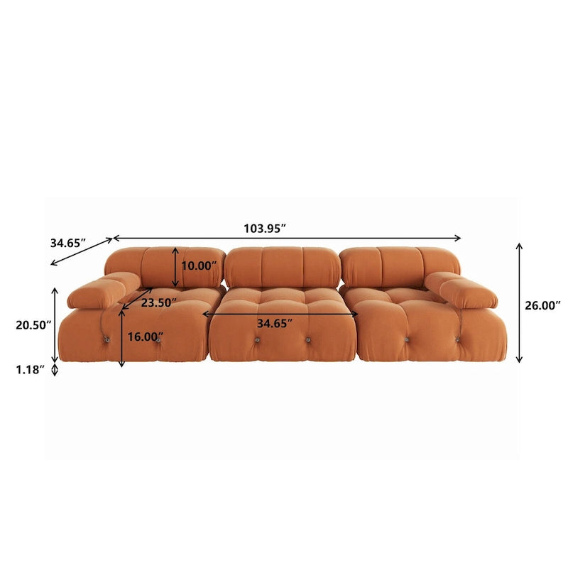 Canapé modulable réversible 3 places en velours