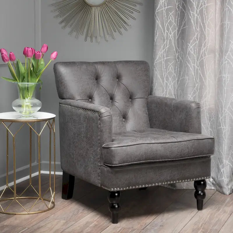 Fauteuil club en microfibre Malone par Christopher Knight Home - 28.00 L x 29.50 W x 33.50 H