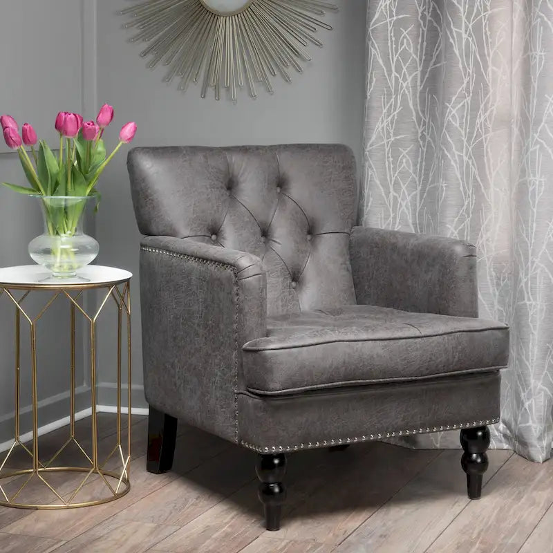 Fauteuil club en microfibre Malone par Christopher Knight Home - 28.00 L x 29.50 W x 33.50 H