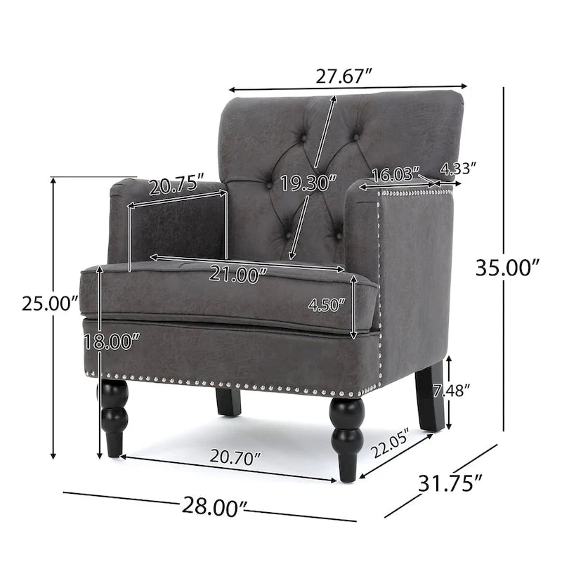 Fauteuil club en microfibre Malone par Christopher Knight Home - 28.00 L x 29.50 W x 33.50 H