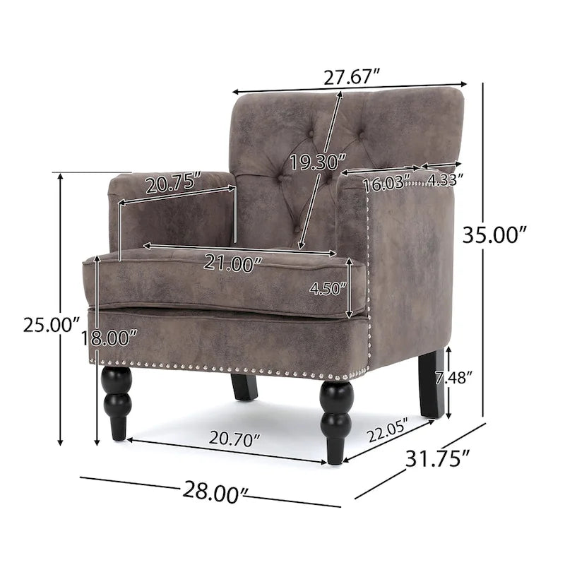 Fauteuil club en microfibre Malone par Christopher Knight Home - 28.00 L x 29.50 W x 33.50 H