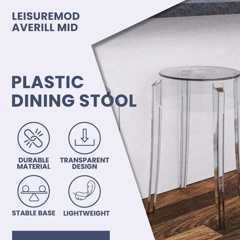 LeisureMod Tabouret de comptoir sans dossier en acrylique avec siège rond et repose-pieds de 45,7 cm – 18.1