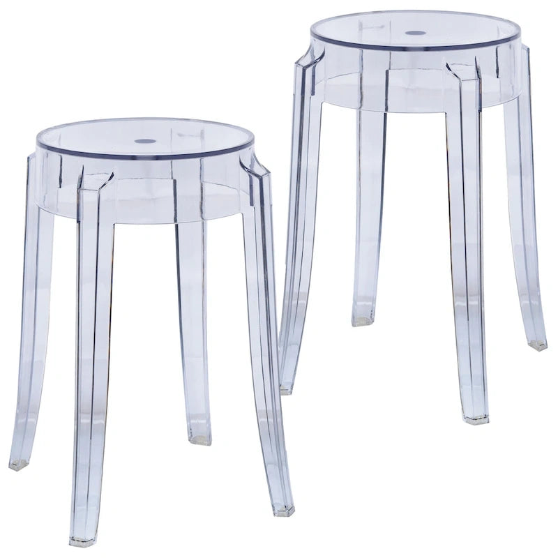 LeisureMod Tabouret de comptoir sans dossier en acrylique avec siège rond et repose-pieds de 45,7 cm – 18.1