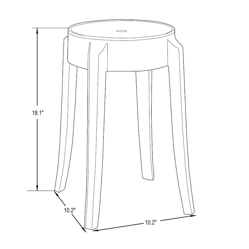 LeisureMod Tabouret de comptoir sans dossier en acrylique avec siège rond et repose-pieds de 45,7 cm – 18.1