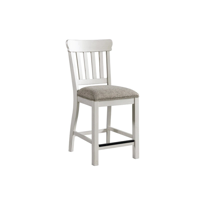 Tabouret de bar à hauteur de comptoir avec dossier à lattes, bicolore rustique blanc et chêne Drake (lot de 2)