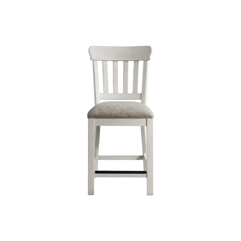 Tabouret de bar à hauteur de comptoir avec dossier à lattes, bicolore rustique blanc et chêne Drake (lot de 2)