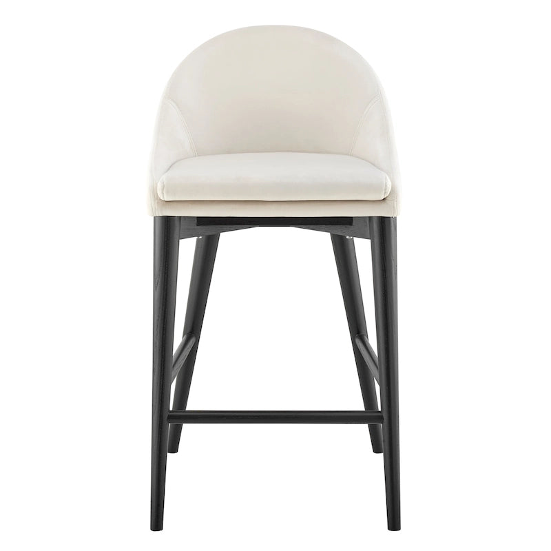 Tabouret de comptoir Baruch beige avec pieds noir mat - Lot de 1