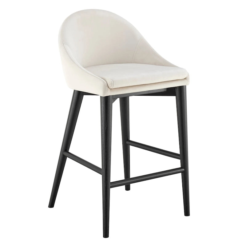 Tabouret de comptoir Baruch beige avec pieds noir mat - Lot de 1