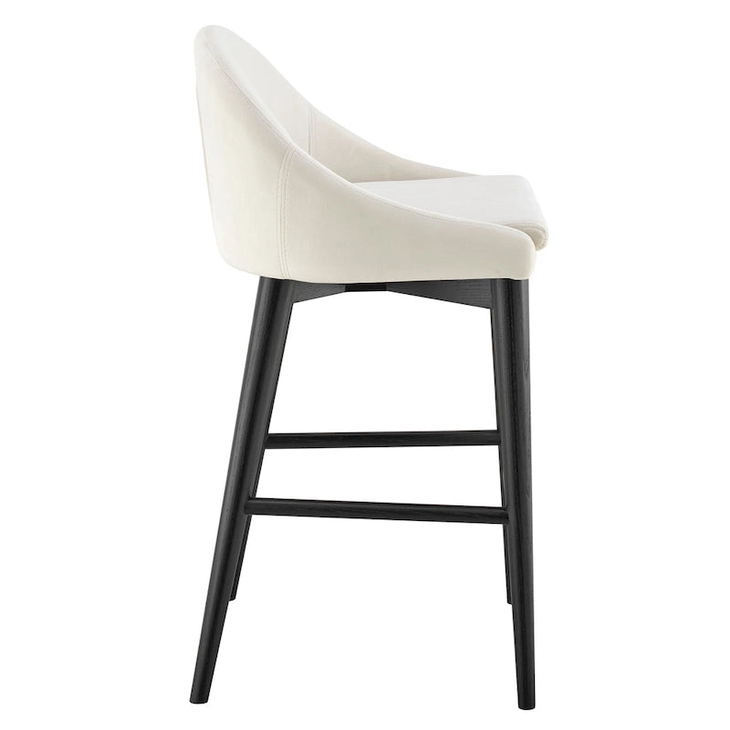 Tabouret de comptoir Baruch beige avec pieds noir mat - Lot de 1