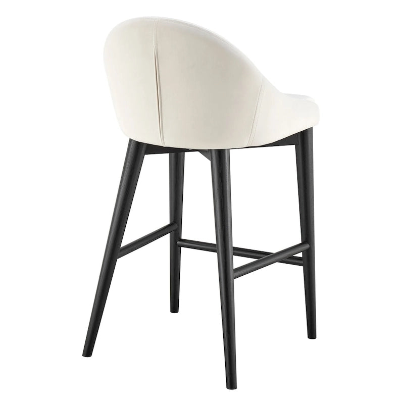 Tabouret de comptoir Baruch beige avec pieds noir mat - Lot de 1