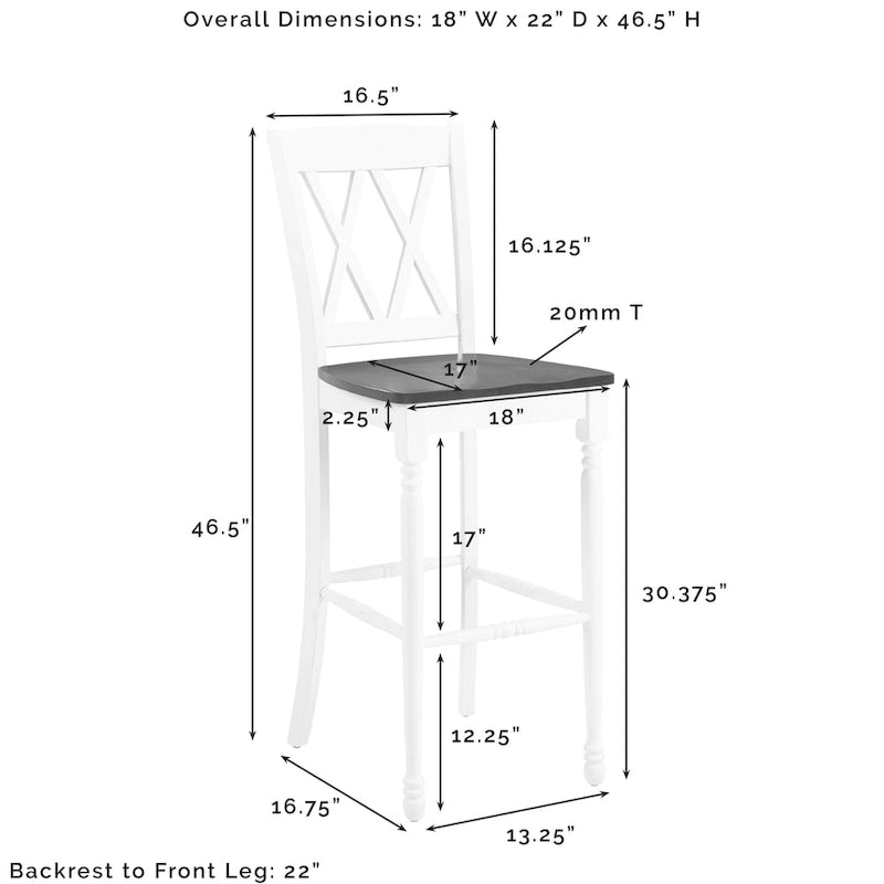 Crosley Shelby, ensemble de 2 tabourets de bar – 18 L x 21,75 P x 46,5 H