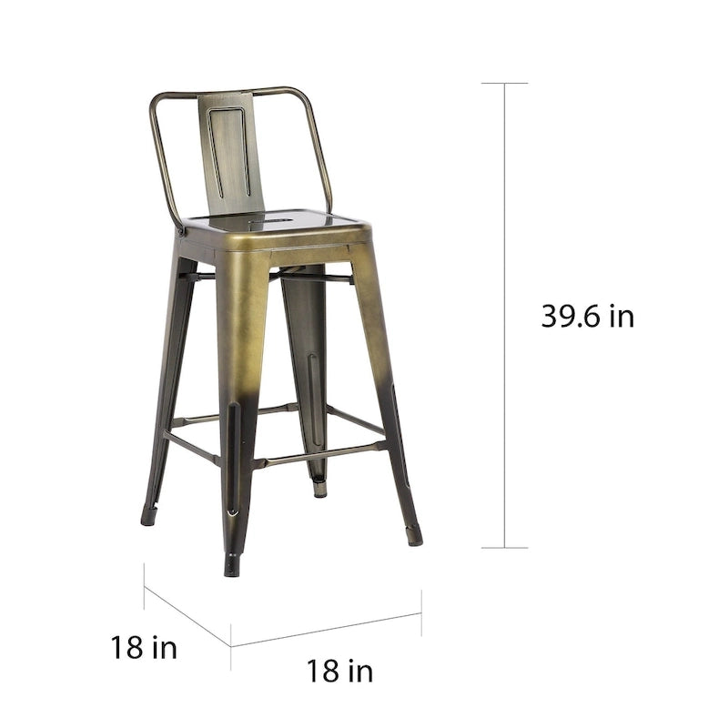 Tabouret de bar en métal AC Pacific de 30 pouces, lot de 2