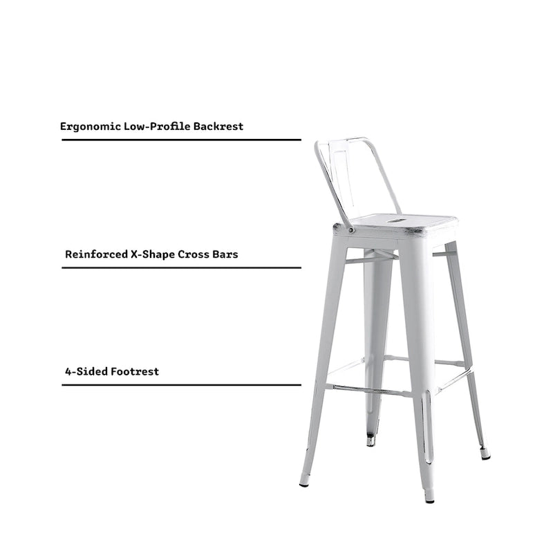 Tabouret de bar en métal AC Pacific de 30 pouces, lot de 2