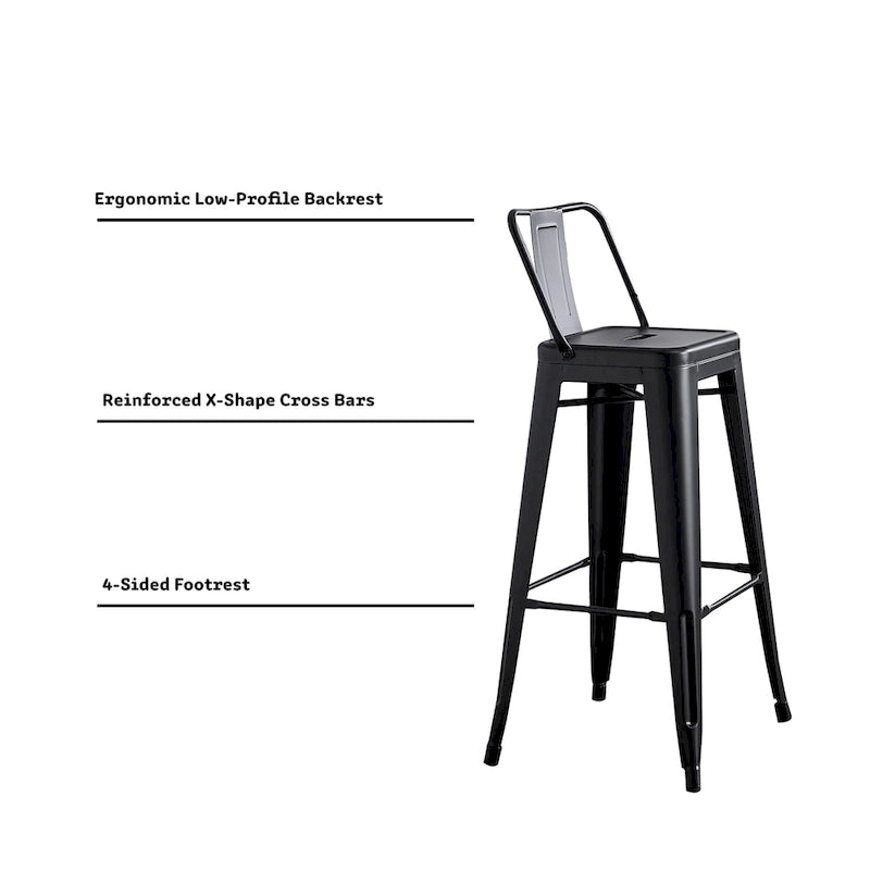 Tabouret de bar en métal AC Pacific de 30 pouces, lot de 2