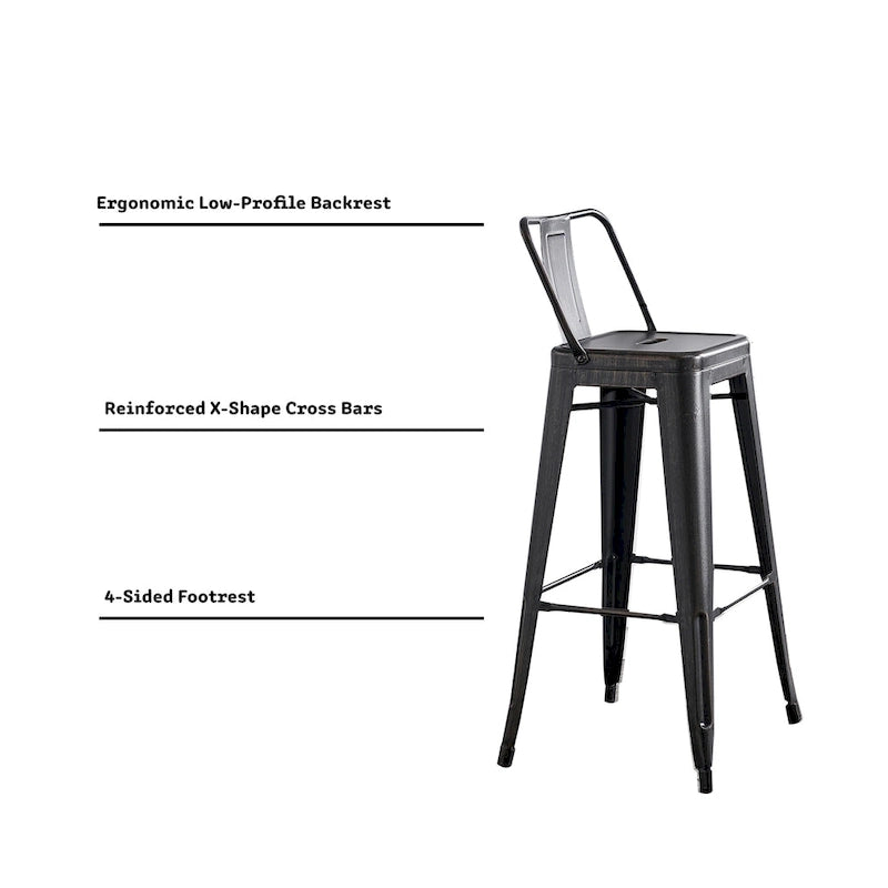 Tabouret de bar en métal AC Pacific de 30 pouces, lot de 2