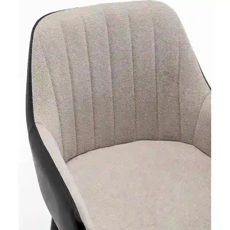 Tabourets de bar hauts, 25 po, dossier mi-haut en tissu capitonné, dossier en PU noir, tissu beige, lot de 2