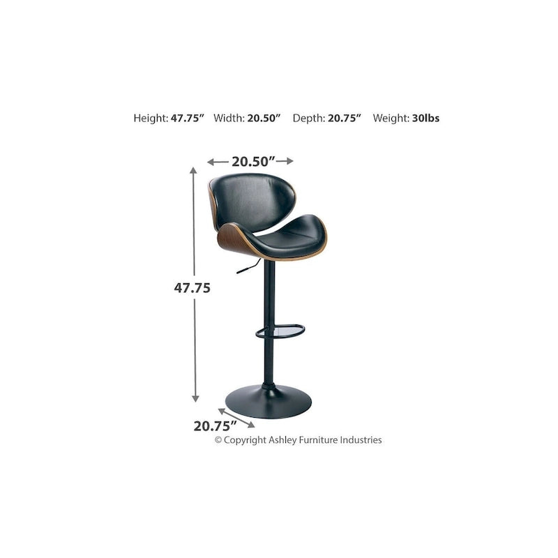 Tabouret de bar moderne et réglable Harley Signature Design by Ashley, marron et noir