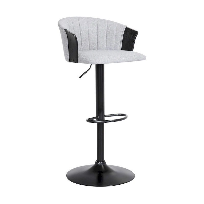 Chaise de bar pivotante Liz réglable en hauteur de 61 à 84 cm, tissu gris clair